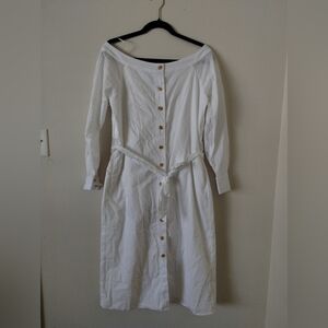 White Banana Republic Button-Down Dress